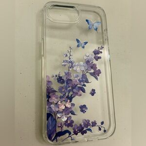 iPhone 16e Clear Purple Floral Phone Case